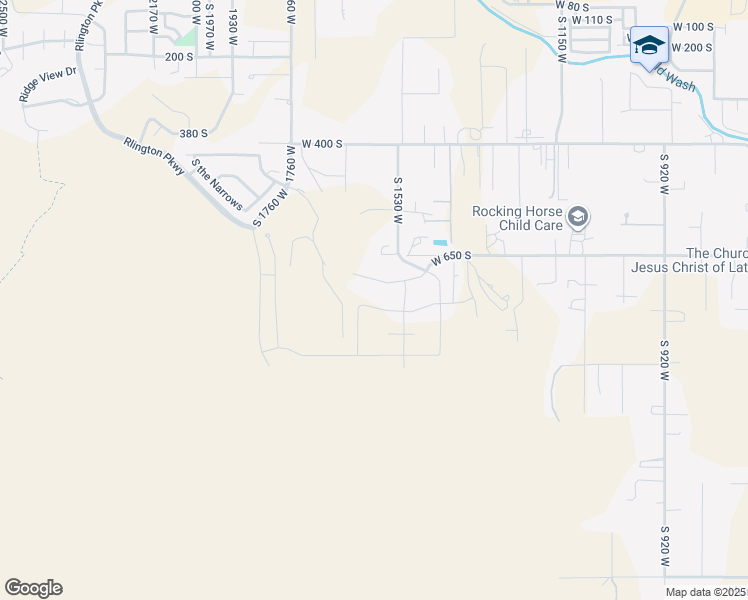 map of restaurants, bars, coffee shops, grocery stores, and more near 1670 725 South in Hurricane