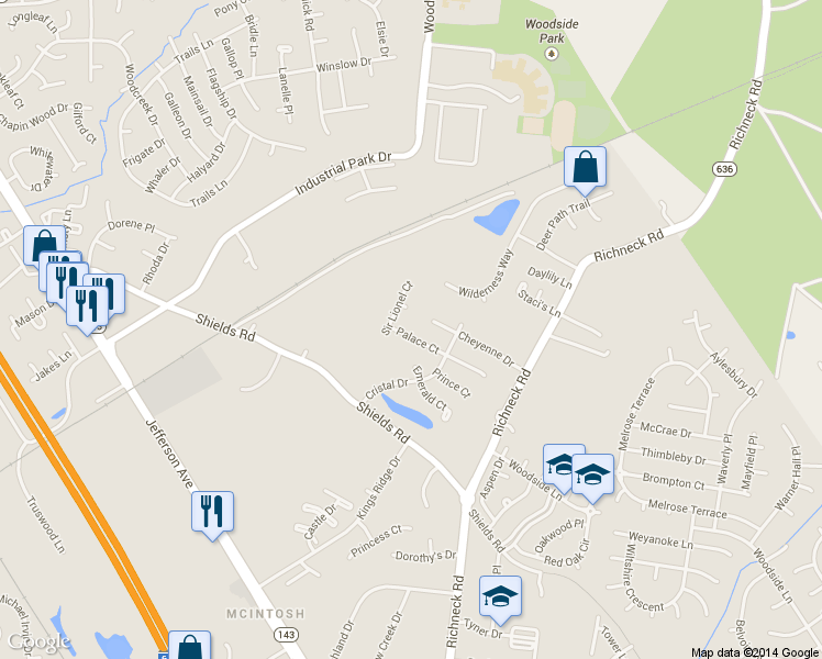 map of restaurants, bars, coffee shops, grocery stores, and more near 803 Palace Court in Newport News