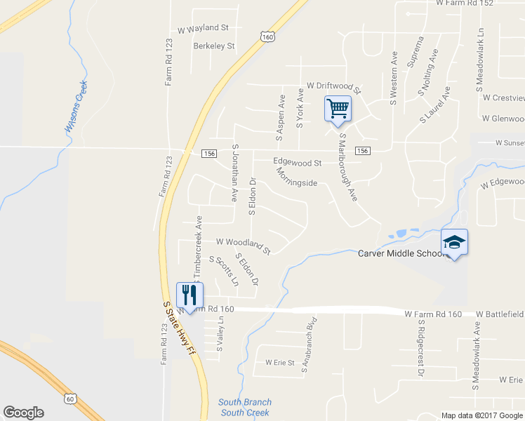map of restaurants, bars, coffee shops, grocery stores, and more near 3846 Greenwood in Springfield