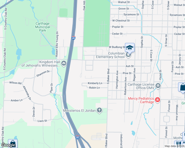 map of restaurants, bars, coffee shops, grocery stores, and more near 1300 Jude Ln in Carthage