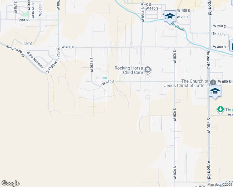 map of restaurants, bars, coffee shops, grocery stores, and more near 729 South 1360 West in Hurricane