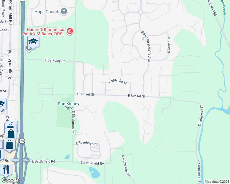 map of restaurants, bars, coffee shops, grocery stores, and more near 4044 East Gastonbury Street in Springfield