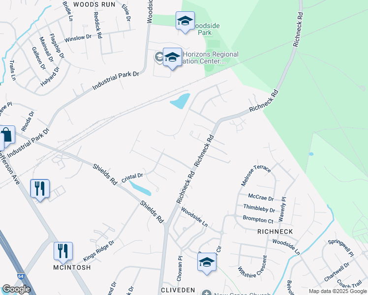 map of restaurants, bars, coffee shops, grocery stores, and more near 479 Richneck Road in Newport News