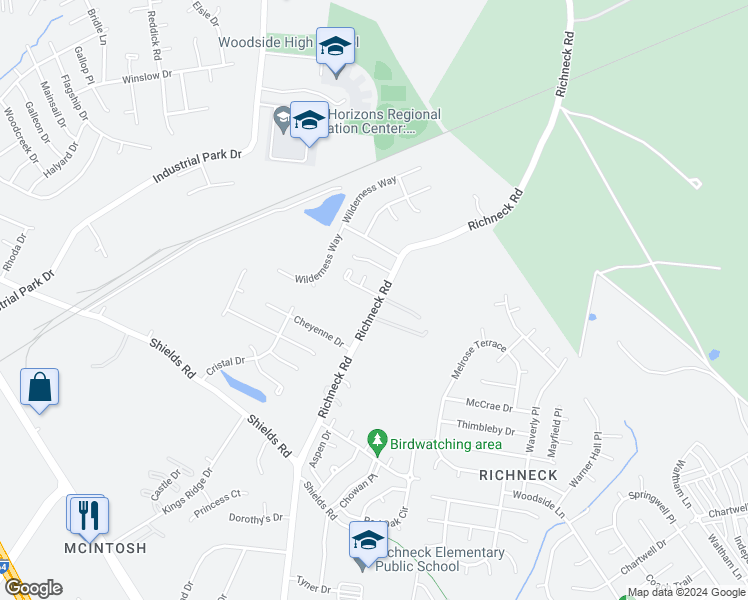map of restaurants, bars, coffee shops, grocery stores, and more near 701 Staci's Lane in Newport News