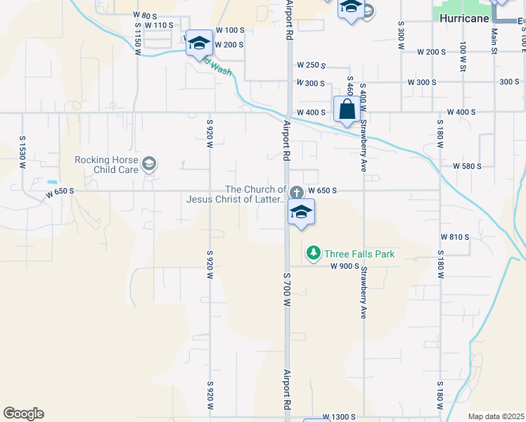 map of restaurants, bars, coffee shops, grocery stores, and more near 717 South 775 West in Hurricane