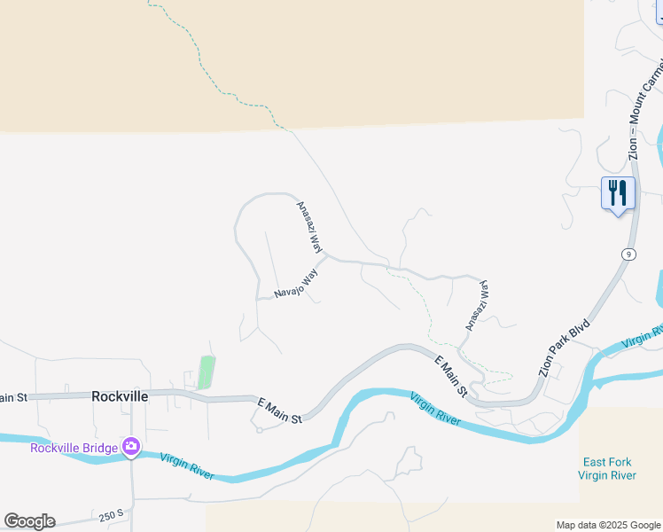 map of restaurants, bars, coffee shops, grocery stores, and more near 2525 Anasazi Way in Springdale