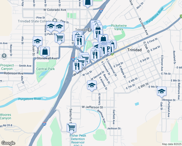 map of restaurants, bars, coffee shops, grocery stores, and more near 431 W 2nd St in Trinidad