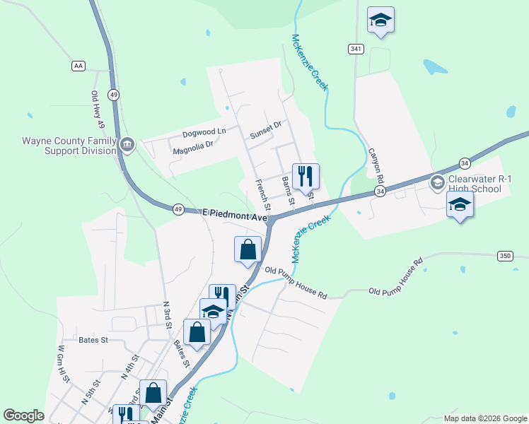 map of restaurants, bars, coffee shops, grocery stores, and more near 1711 French Street in Piedmont