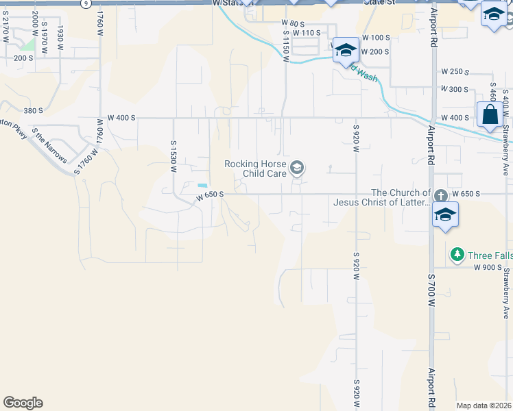 map of restaurants, bars, coffee shops, grocery stores, and more near 1144-1152 West 650 South in Hurricane