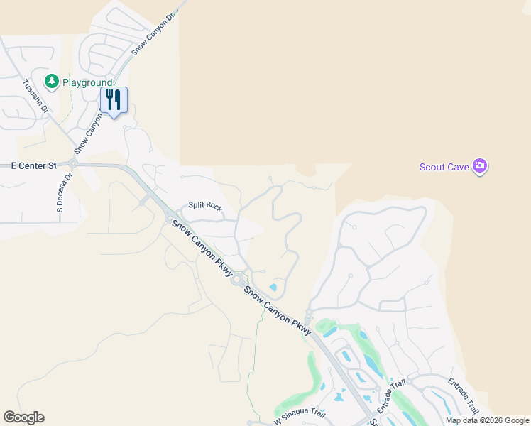 map of restaurants, bars, coffee shops, grocery stores, and more near 1500 Split Rock in Ivins