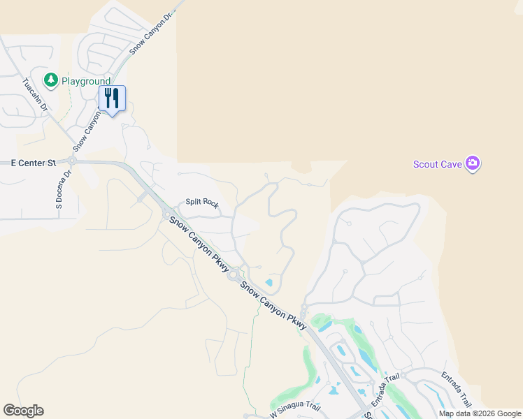 map of restaurants, bars, coffee shops, grocery stores, and more near 1500 Split Rock in Ivins