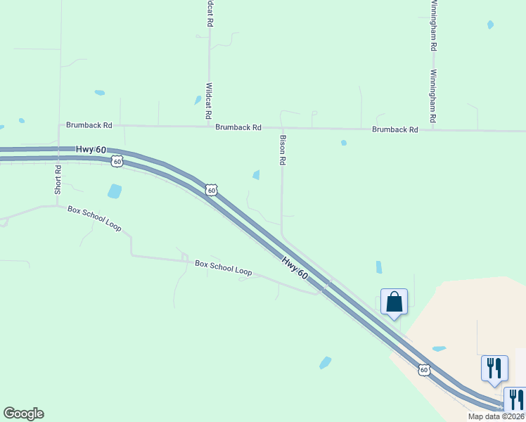map of restaurants, bars, coffee shops, grocery stores, and more near 396-554 Bison Road in Seymour