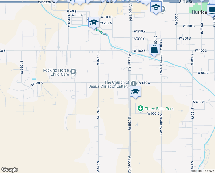 map of restaurants, bars, coffee shops, grocery stores, and more near 672 South 840 West in Hurricane