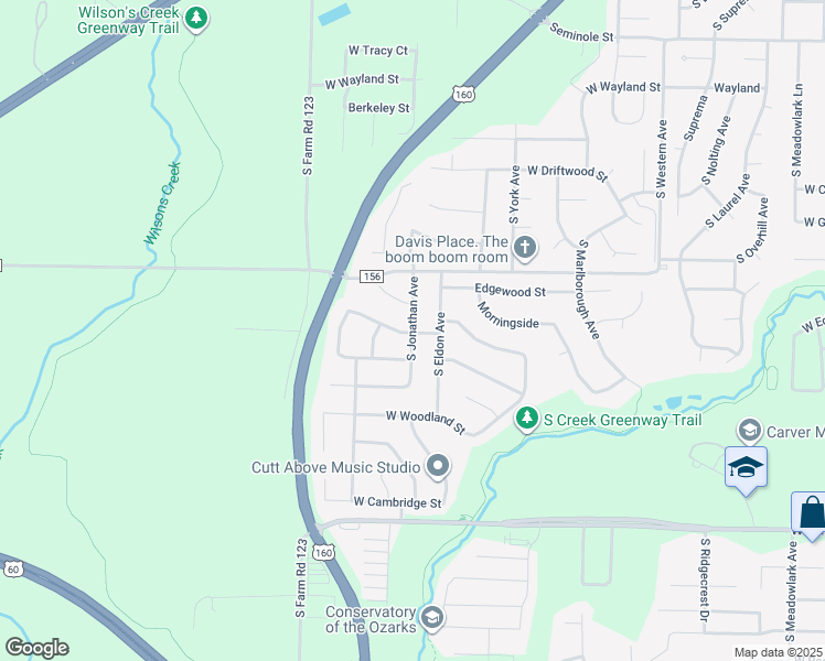 map of restaurants, bars, coffee shops, grocery stores, and more near 2699 S Jonathan Ave in Springfield