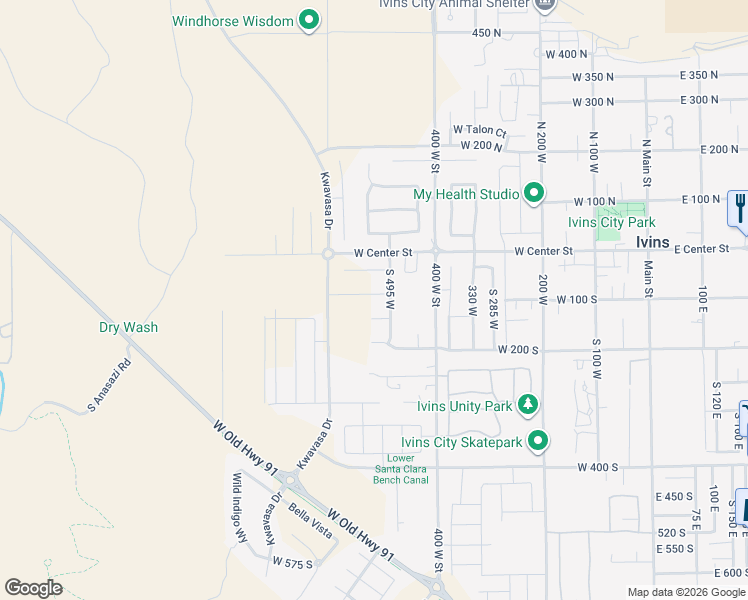 map of restaurants, bars, coffee shops, grocery stores, and more near 513 West 80 South in Ivins