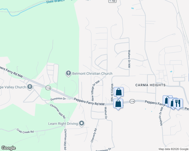 map of restaurants, bars, coffee shops, grocery stores, and more near 165 Tula Circle in Christiansburg