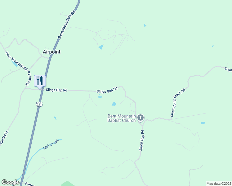 map of restaurants, bars, coffee shops, grocery stores, and more near 9929 Slings Gap Road in Bent Mountain