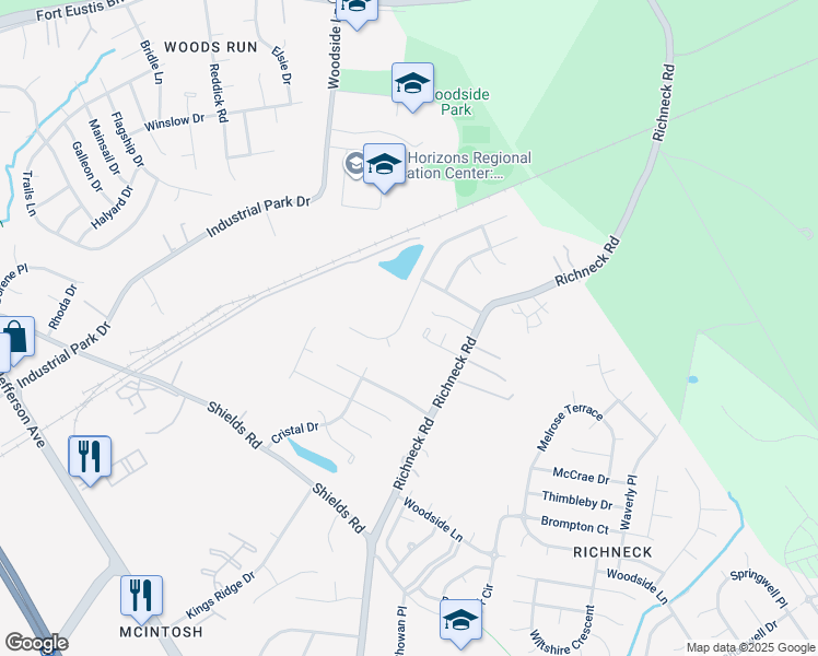 map of restaurants, bars, coffee shops, grocery stores, and more near 796 Wilderness Way in Newport News
