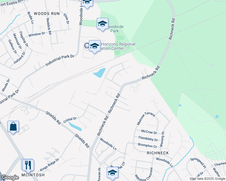map of restaurants, bars, coffee shops, grocery stores, and more near 807 Fundy Court in Newport News