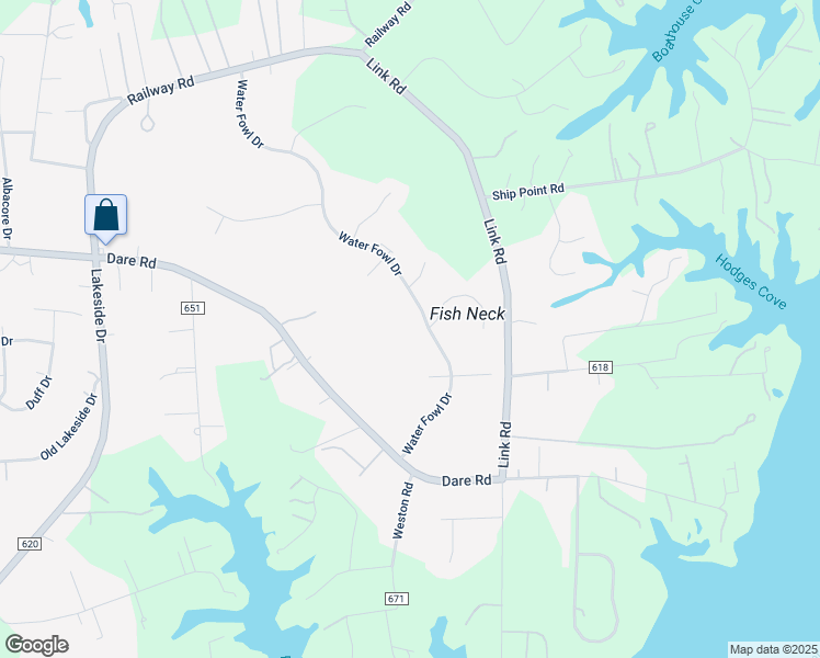 map of restaurants, bars, coffee shops, grocery stores, and more near 604 Water Fowl Drive in Yorktown
