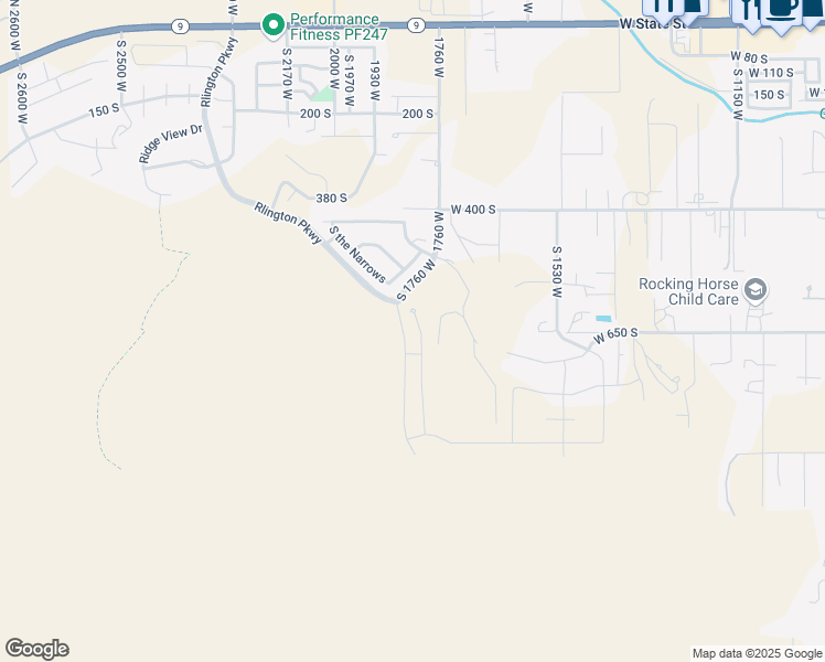 map of restaurants, bars, coffee shops, grocery stores, and more near 580 South 1800 West in Hurricane