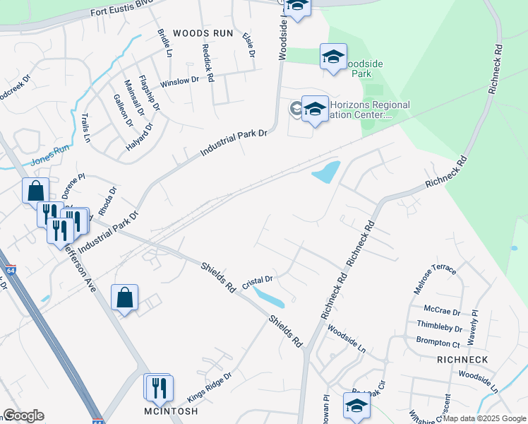map of restaurants, bars, coffee shops, grocery stores, and more near 924 Sir Lionel Court in Newport News