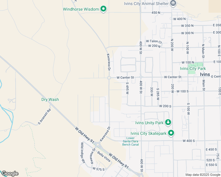 map of restaurants, bars, coffee shops, grocery stores, and more near West 80 South in Ivins