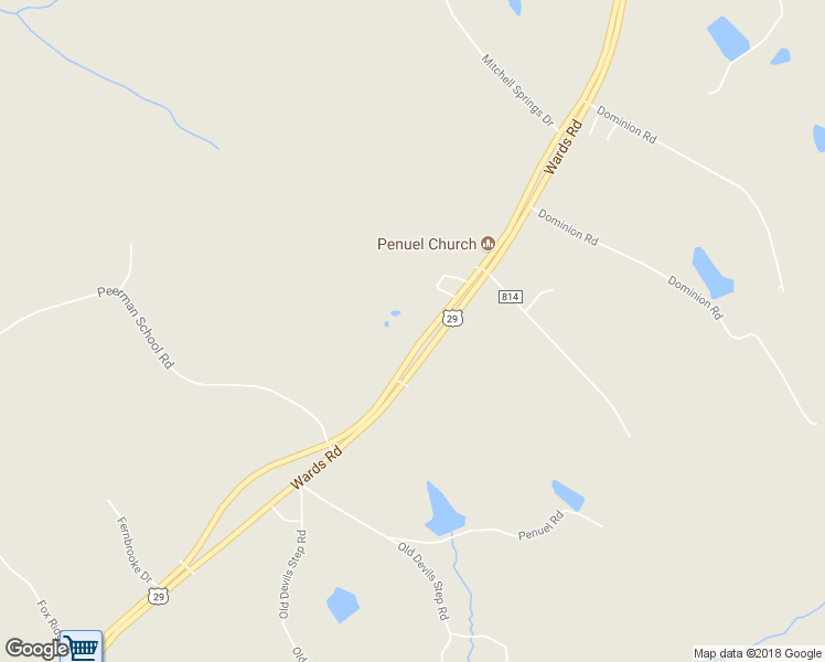 map of restaurants, bars, coffee shops, grocery stores, and more near 2512 Wards Road in Altavista