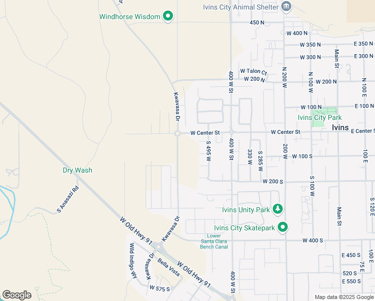 map of restaurants, bars, coffee shops, grocery stores, and more near 543 West 80 South in Ivins