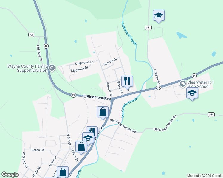 map of restaurants, bars, coffee shops, grocery stores, and more near 1707 Barns Street in Piedmont