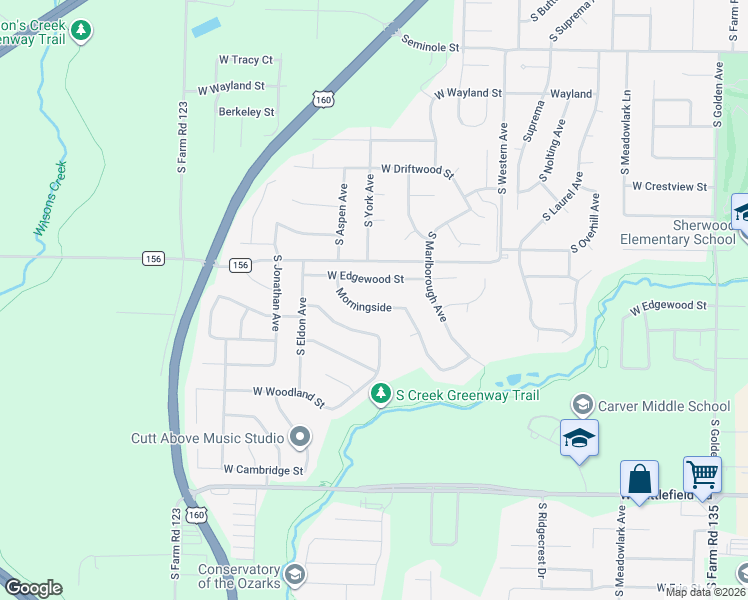 map of restaurants, bars, coffee shops, grocery stores, and more near 3759-3771 Morningside in Springfield