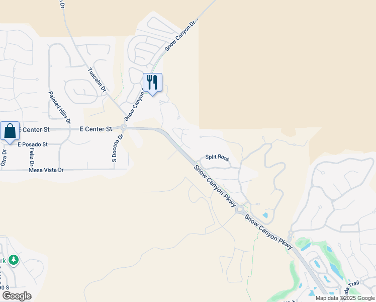 map of restaurants, bars, coffee shops, grocery stores, and more near 1355 Snow Canyon Parkway in Ivins