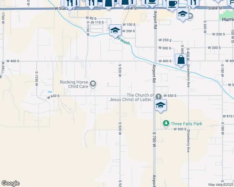 map of restaurants, bars, coffee shops, grocery stores, and more near 594 S 920 W in Hurricane