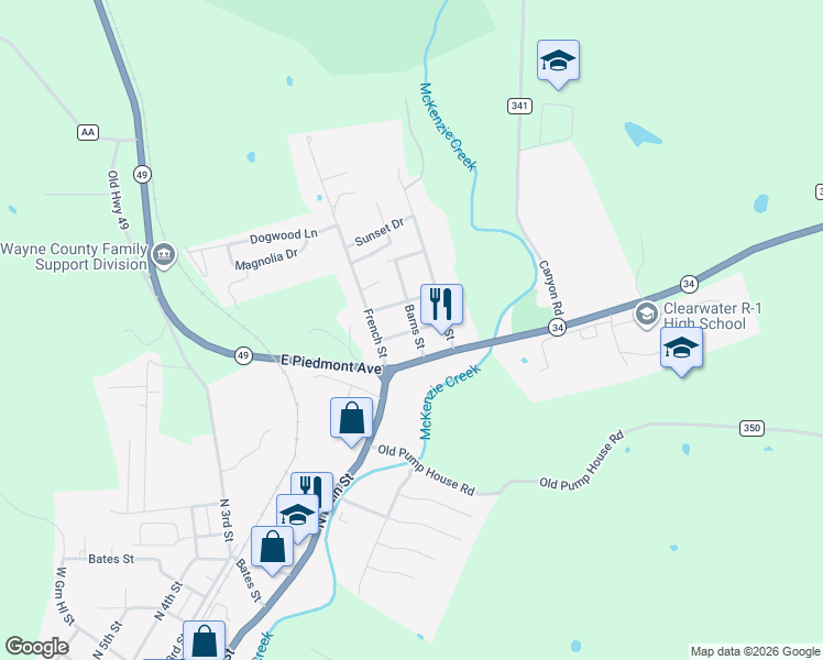 map of restaurants, bars, coffee shops, grocery stores, and more near 1707 Barns Street in Piedmont