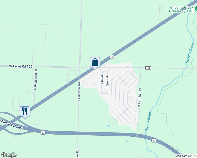 map of restaurants, bars, coffee shops, grocery stores, and more near 131 Magnolia in Battlefield