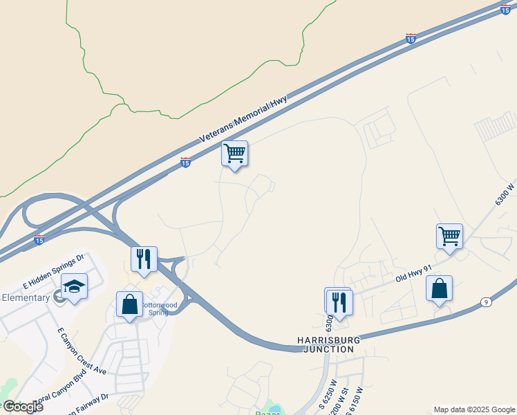 map of restaurants, bars, coffee shops, grocery stores, and more near 188 North 6680 West in Hurricane