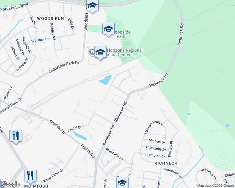 map of restaurants, bars, coffee shops, grocery stores, and more near 507 Richneck Road in Newport News