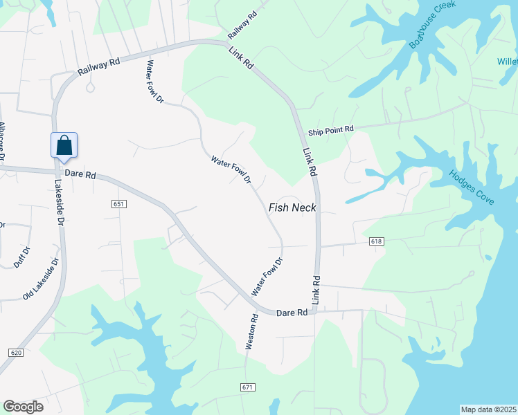 map of restaurants, bars, coffee shops, grocery stores, and more near 602 Water Fowl Drive in Yorktown