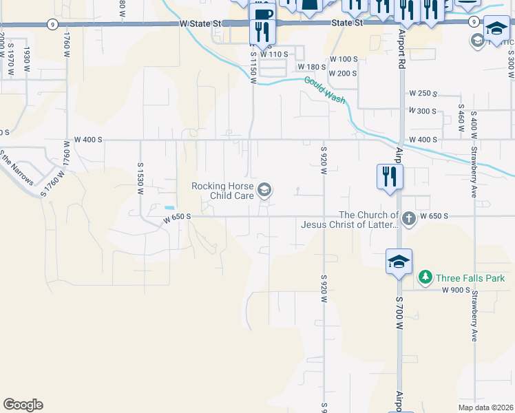 map of restaurants, bars, coffee shops, grocery stores, and more near 1144 West 650 South in Hurricane
