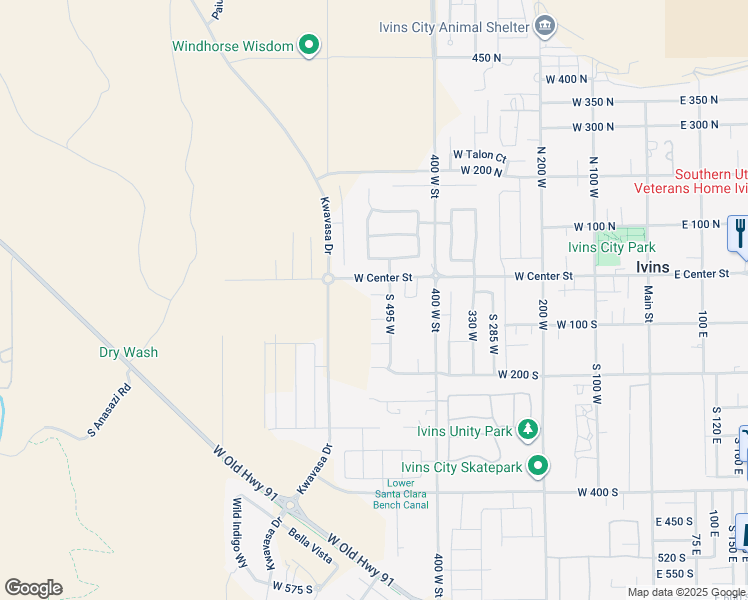 map of restaurants, bars, coffee shops, grocery stores, and more near 529 West 30 South in Ivins