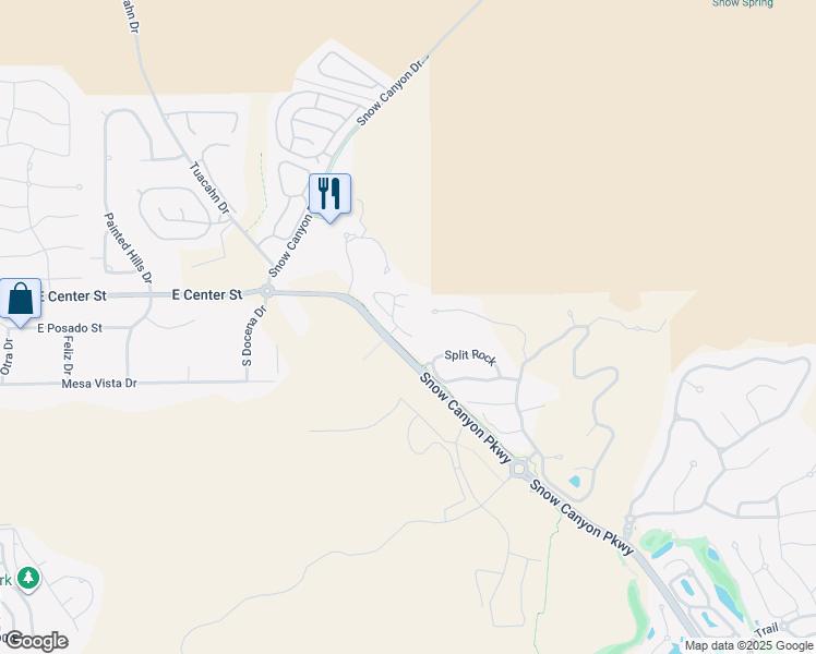 map of restaurants, bars, coffee shops, grocery stores, and more near 1355 Snow Canyon Parkway in Ivins