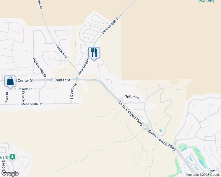 map of restaurants, bars, coffee shops, grocery stores, and more near 1355 Snow Canyon Parkway in Ivins