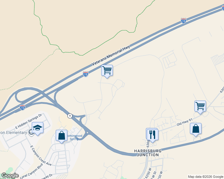 map of restaurants, bars, coffee shops, grocery stores, and more near 98 Coral Springs Drive in Hurricane
