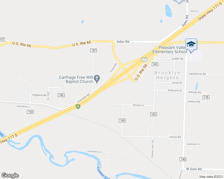 map of restaurants, bars, coffee shops, grocery stores, and more near Cl 186 in Jasper County