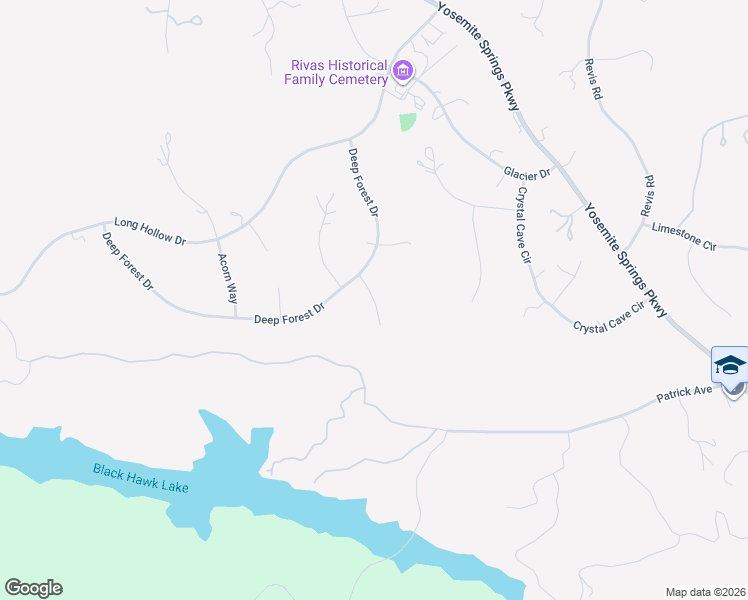 map of restaurants, bars, coffee shops, grocery stores, and more near Deep Forest Court in Yosemite Lakes
