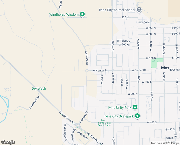 map of restaurants, bars, coffee shops, grocery stores, and more near 576 West 30 South in Ivins