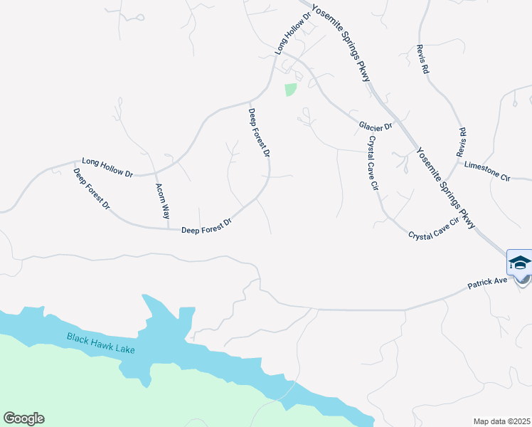 map of restaurants, bars, coffee shops, grocery stores, and more near Deep Forest Court in Yosemite Lakes