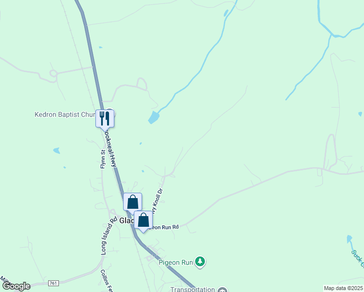 map of restaurants, bars, coffee shops, grocery stores, and more near 303 Ivy Knoll Drive in Gladys