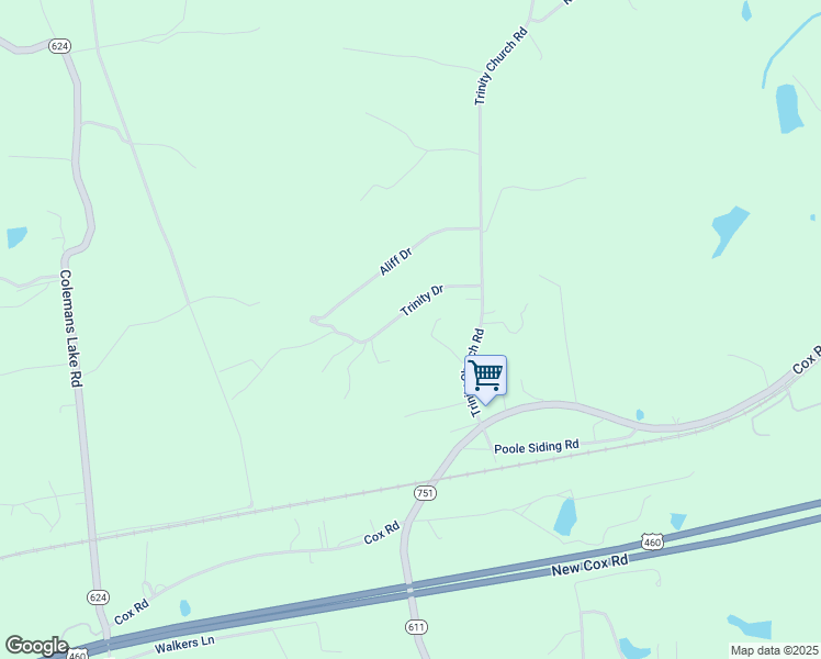 map of restaurants, bars, coffee shops, grocery stores, and more near 12227 Trinity Drive in Church Road