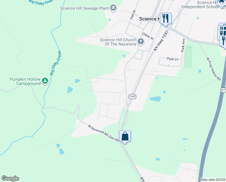 map of restaurants, bars, coffee shops, grocery stores, and more near 134 Perry Street in Science Hill